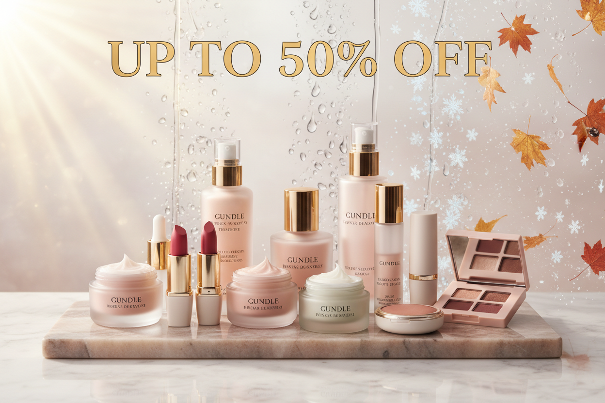 generate the best image that show all weather and cosmetic and skincare also add the upto 50 percent off